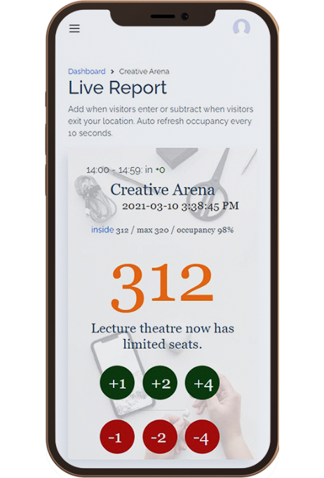 Live report tally counter in mobile view.